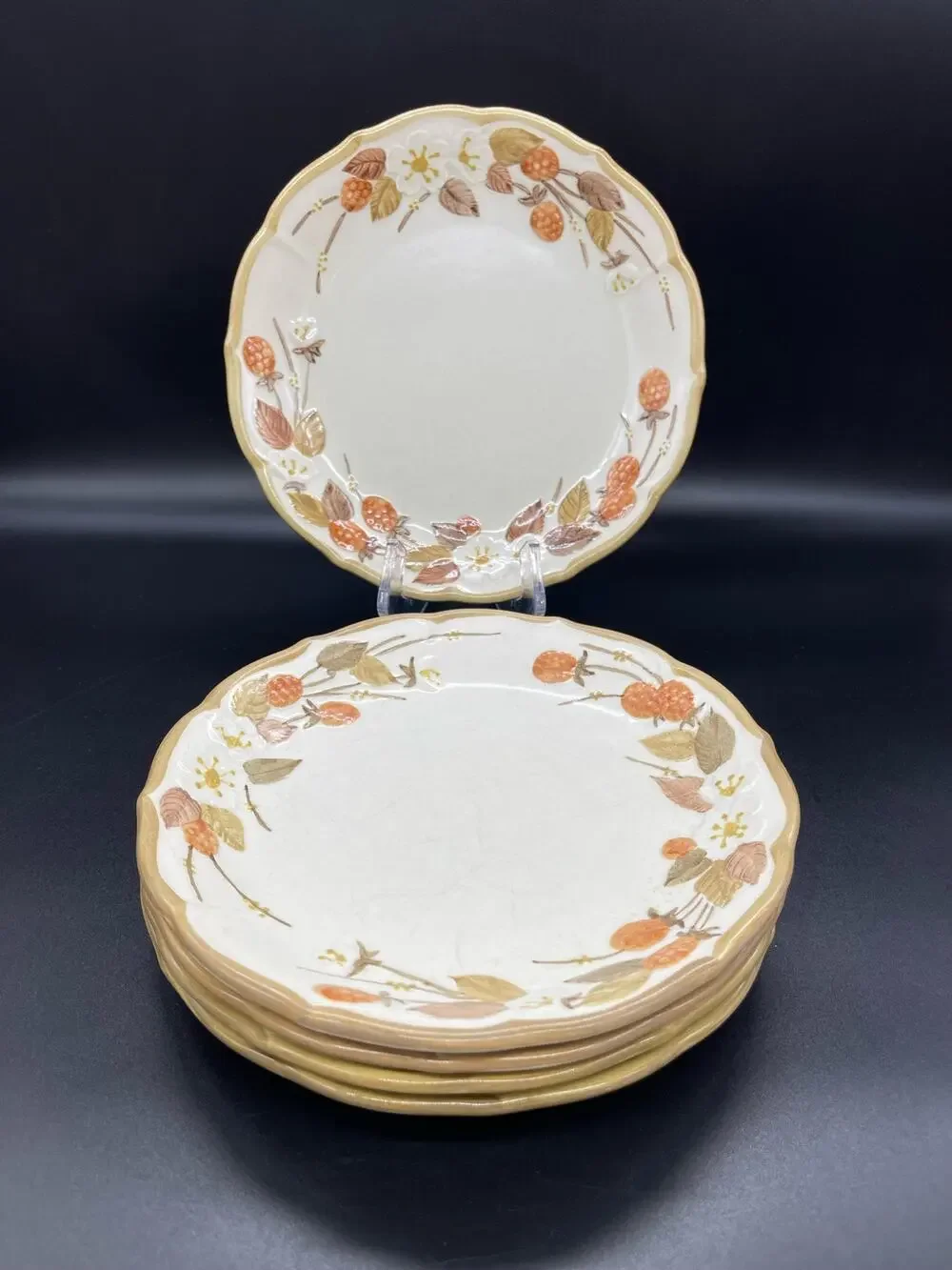 Vintage Metlox Poppytrail Autumn Berry Set of 5 Salad Plates Made in CALIF